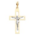 thumbnail image 2 of 14K Two Tone Gold Crucifix Pendant with 1.2mm Singapore Chain Chain Necklace - 20", 2 of 4