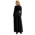thumbnail image 2 of IBTOM CASTLE Women's Fall Winter Velvet Dress Long Sleeve Round Neck Maxi Dress with Belt Wedding Guest Cocktail Gown Evening Party Dress L Black, 2 of 8