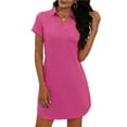 thumbnail image 2 of Haivin Women's 2026 Summer Short Sleeve Mini Dress Casual Collared V Neck Loose T Shirt Dresses With Pocket, 2 of 5