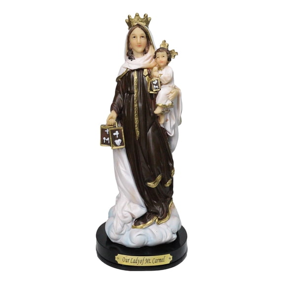 Our Lady of Mount Carmel Virgin Mary Carrying Child Jesus Figurine with Base