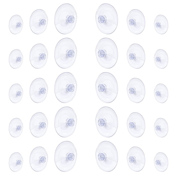 30 paquetes de ventosas de plástico con ventosas sin ganchos, transparentes, 3 tamaños, 45 mm, 30 mm, 20 mm