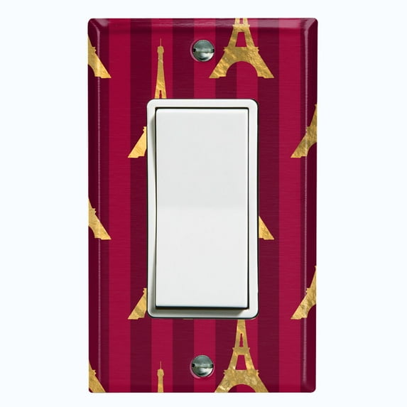 Metal Light Switch Plate Cover Elegant Woman Rhombus Burgundy Damask DAM084