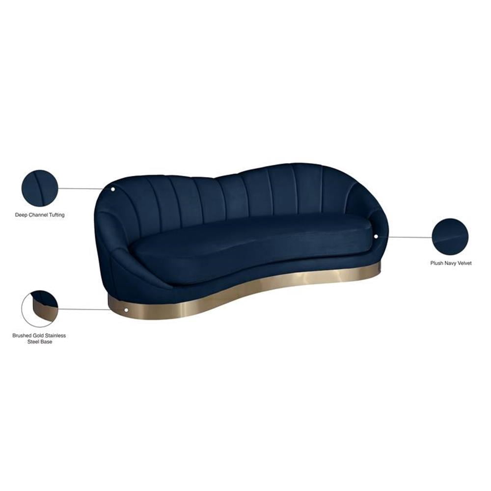 Meridian Furniture Shelly Navy Velvet Sofa