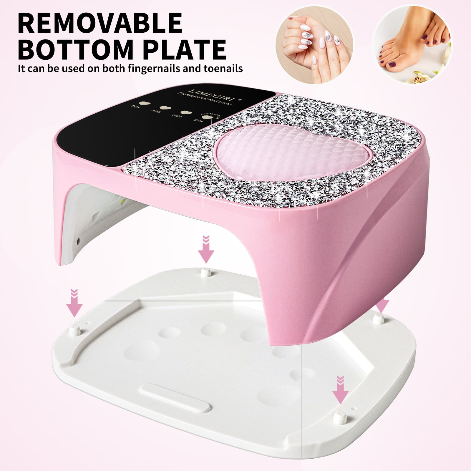 ProArt Rechargeable Nail Lamp for Diamonds - 120W Dual Source UV/LED Nail Dryer, Smart Sensor Fast Curing Light for 3D Nail Art, Portable Gel Polish Manicure Machine