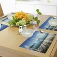 thumbnail image 4 of Ambesonne Nautical Place Mats Set of 4, Yacht and Wooden Deck, Standard Size, Blue Brown, 4 of 6