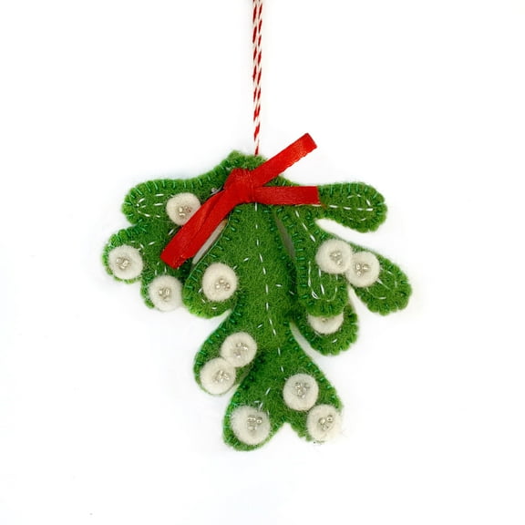 Mistletoe Ornament - Felt Wool Fair Trade Handmade Christmas Nepal