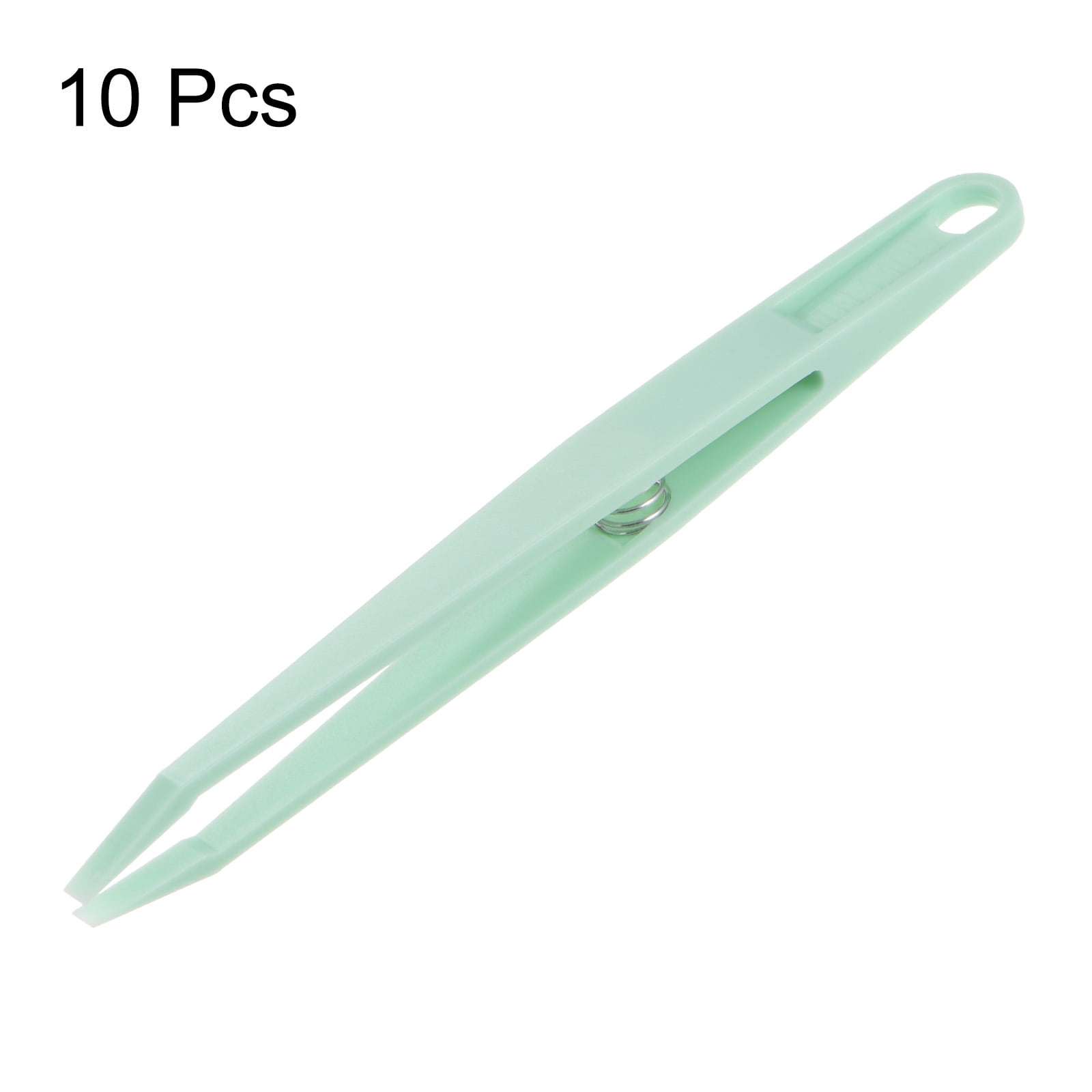 Sticker Tweezers for Crafting Flat Tip with Spring, White, 10 Pieces