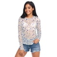 thumbnail image 4 of Ice Silk Mesh Long Sleeve Top Cooling Comfort Women's Crewneck Mesh Tops Casual Shirt Blue and Yellow Wildflowers X-Large, 4 of 6