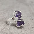 thumbnail image 4 of Natural Amethyst Ring, Rough Amethyst Gemstone Ring, Feb Birthstone, Double Stone, 925 Sterling Silver, Womens Ring, Christmas, Thanksgiving, Handmade, Statement Jewelry, Rough Gemstone Jewelry, 4 of 6