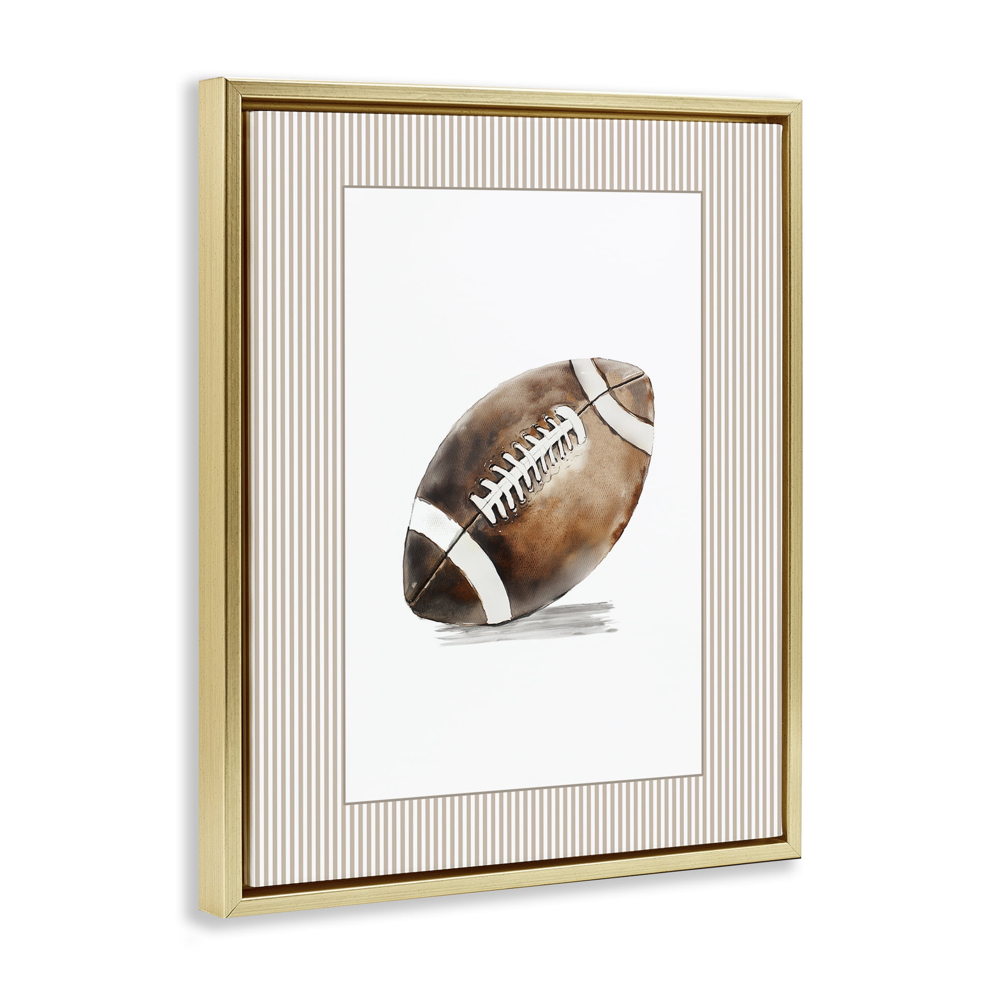 Stupell Industries Vintage Sports Football Gold Framed Floater Canvas Wall Art, design by Christine Simpson Art
