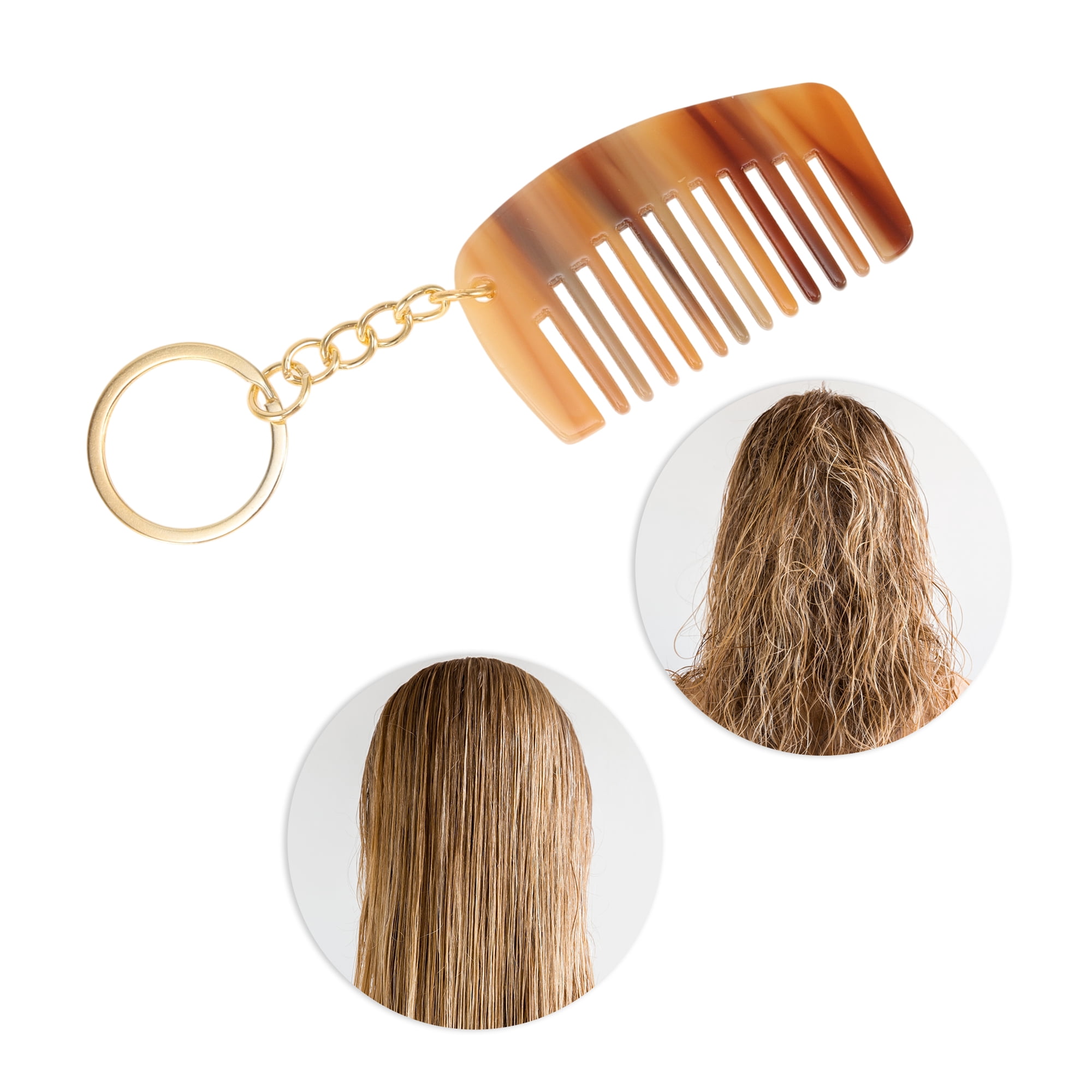 Unique Bargains 1 Pc Portable Mini Keychain Hair Comb for All Hair Types Styles Brown