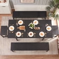thumbnail image 2 of Zocalo Juego de Comedor de 5 Piezas, Mesa Rectangular 160cm para 6-8 Personas, 2 Bancos y 2 Taburetes, Estructura Metálica Reforzada, Mueble para Cocina, Comedor y Restaurante, Color Negro, 2 of 6