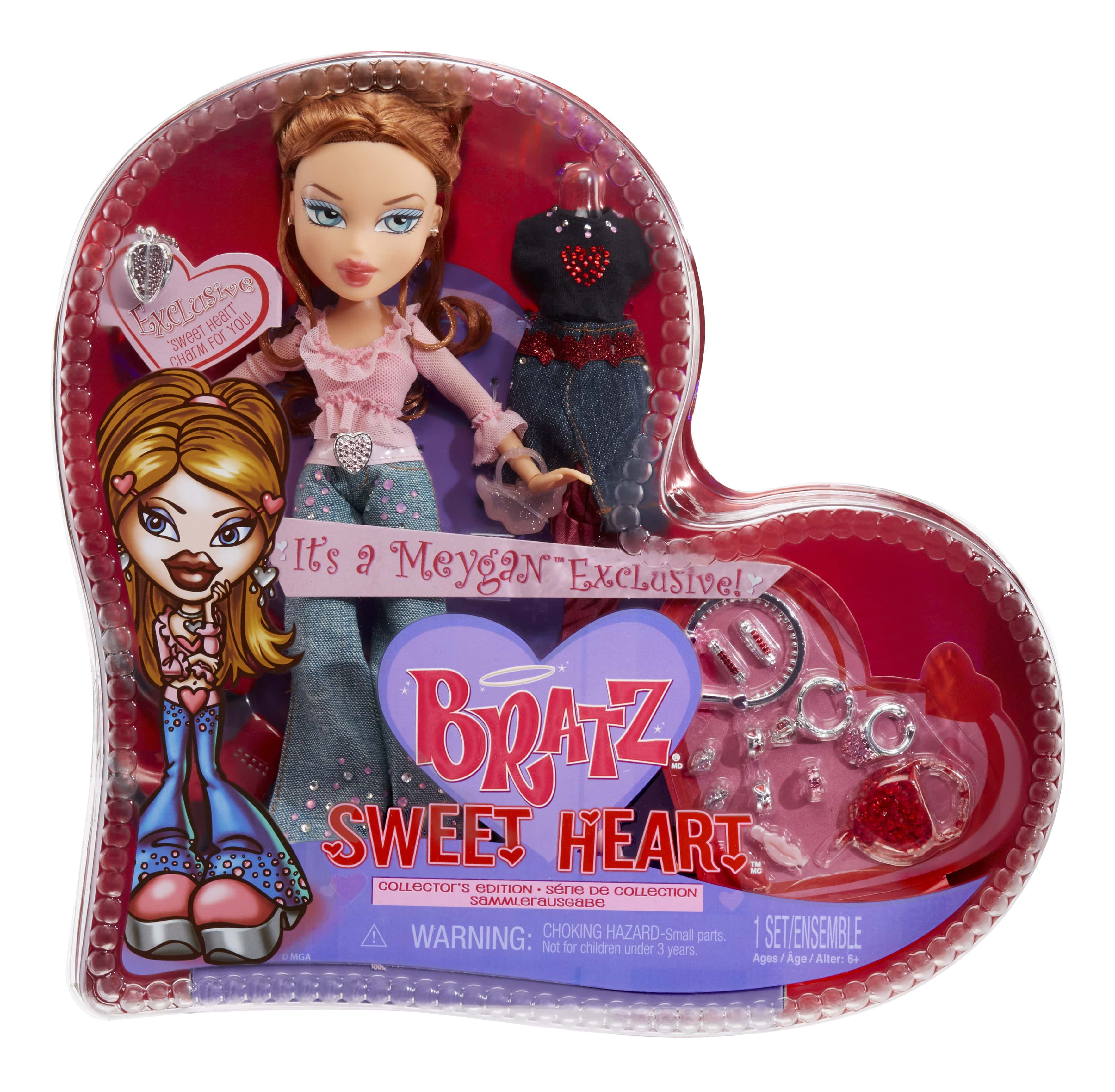 Bratz® Collector’s Edition Sweet Heart Meygan Fashion Doll with 2 Outfits  to Mix & Match & Accessories, Gift for Children, Ages 6 7 8+