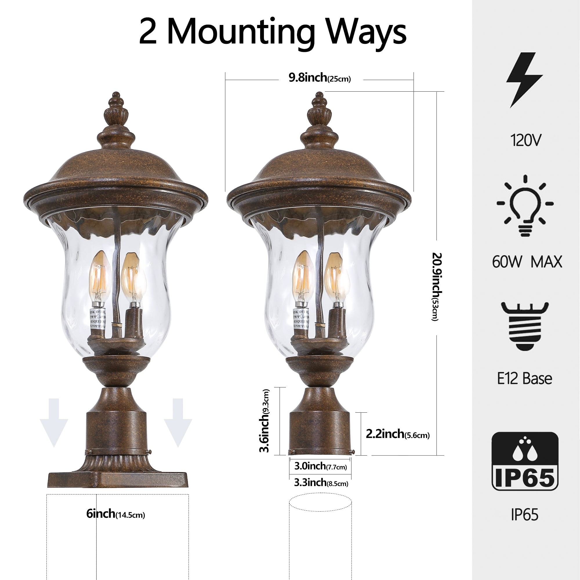 Royal Bronze outside sconces wall lighting Hot Selling Modern for Entrance Access Porch Bedroom Deck and Garage,Without light source 2*E12