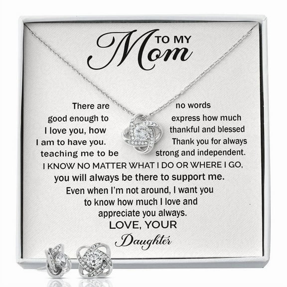 To My Mom Necklace Gift for mom Love Knot Earring & Necklace Set!