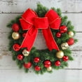 thumbnail image 5 of JeashCHAT Christmas Wreath for Front Door, 11.8" Christmas Wreath with Red Bow and Ball Ornaments, Holiday Decoration for Fireplace Home Outdoor Indoor Xmas Decor, 5 of 6