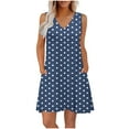 thumbnail image 2 of Odbmxy Sleeveless Mini Dresses for Women V-Neck Sun Dresses Women Plus Size Holiday Tank Pockets Polka Dots Loose Dresses,Blue M, 2 of 7