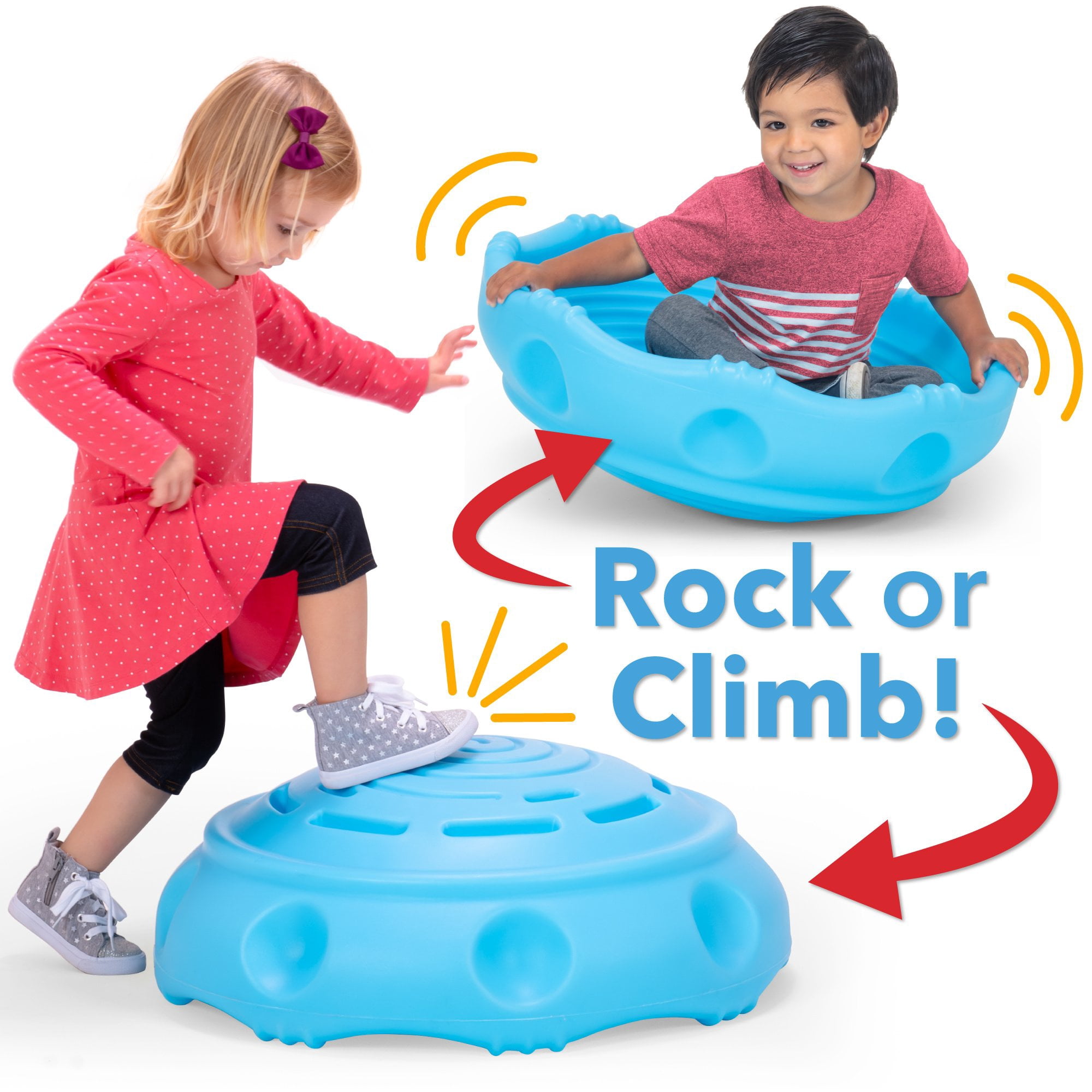 Simplay3 Rock Around Wobble Disk: Rock, Spin, & Climb Plastic Seesaw Toy, Sky Blue