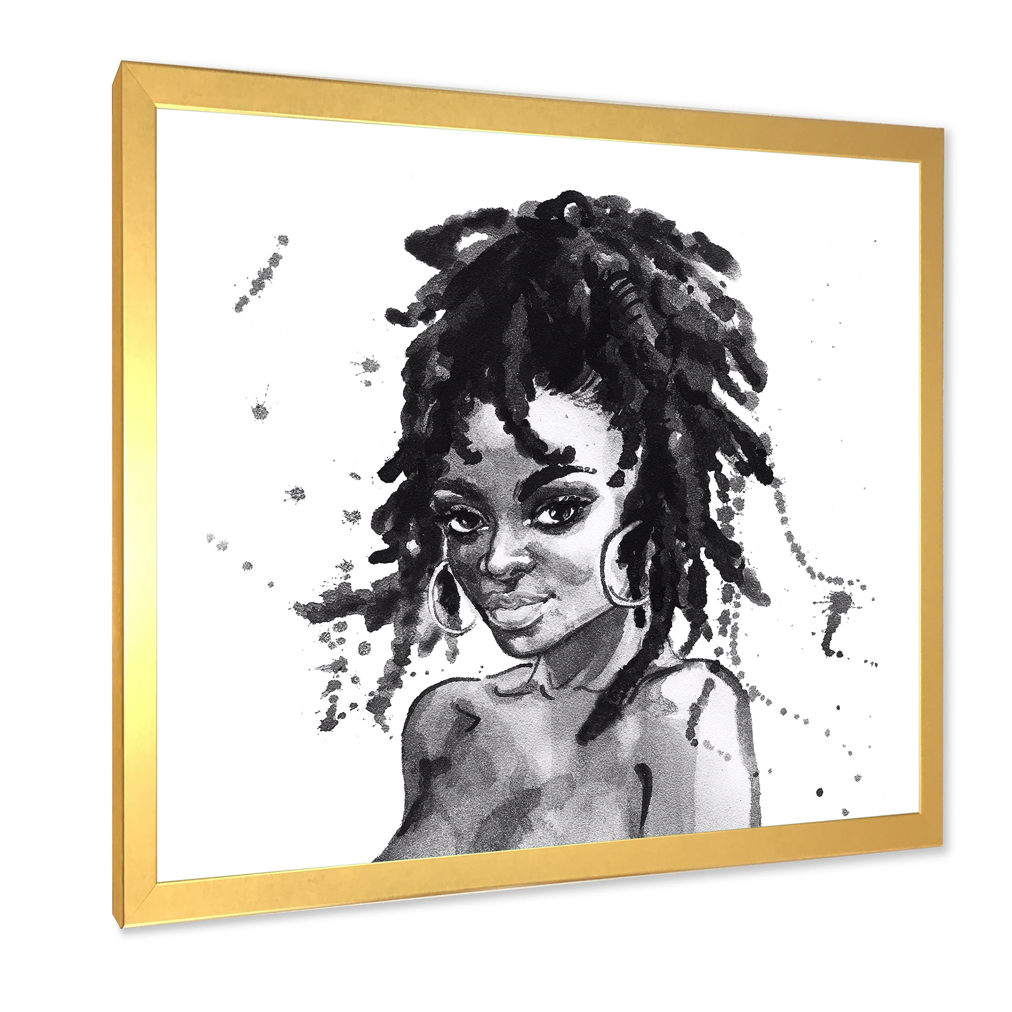 Designart 'Black and White Portrait of African American Woman II' Modern Framed Art Print