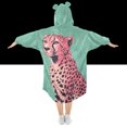 thumbnail image 2 of FORMRS Wearable Blanket Hoodie with Sleeves for Kids Cozy Flannel Sweatshirt, Big Pink Cheetah, 2 of 7