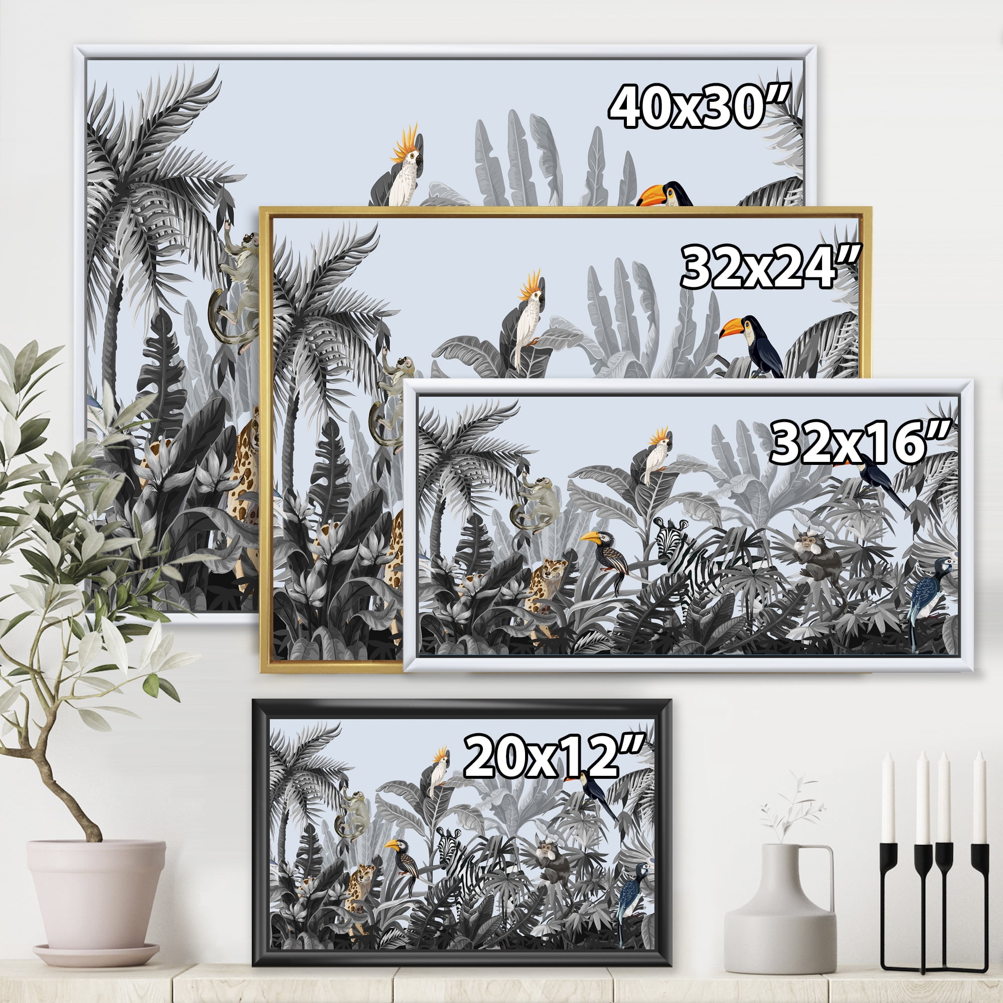 Designart 'Birds and Peonies With Chinoiserie VIII' Farmhouse Framed Canvas Wall Art Print