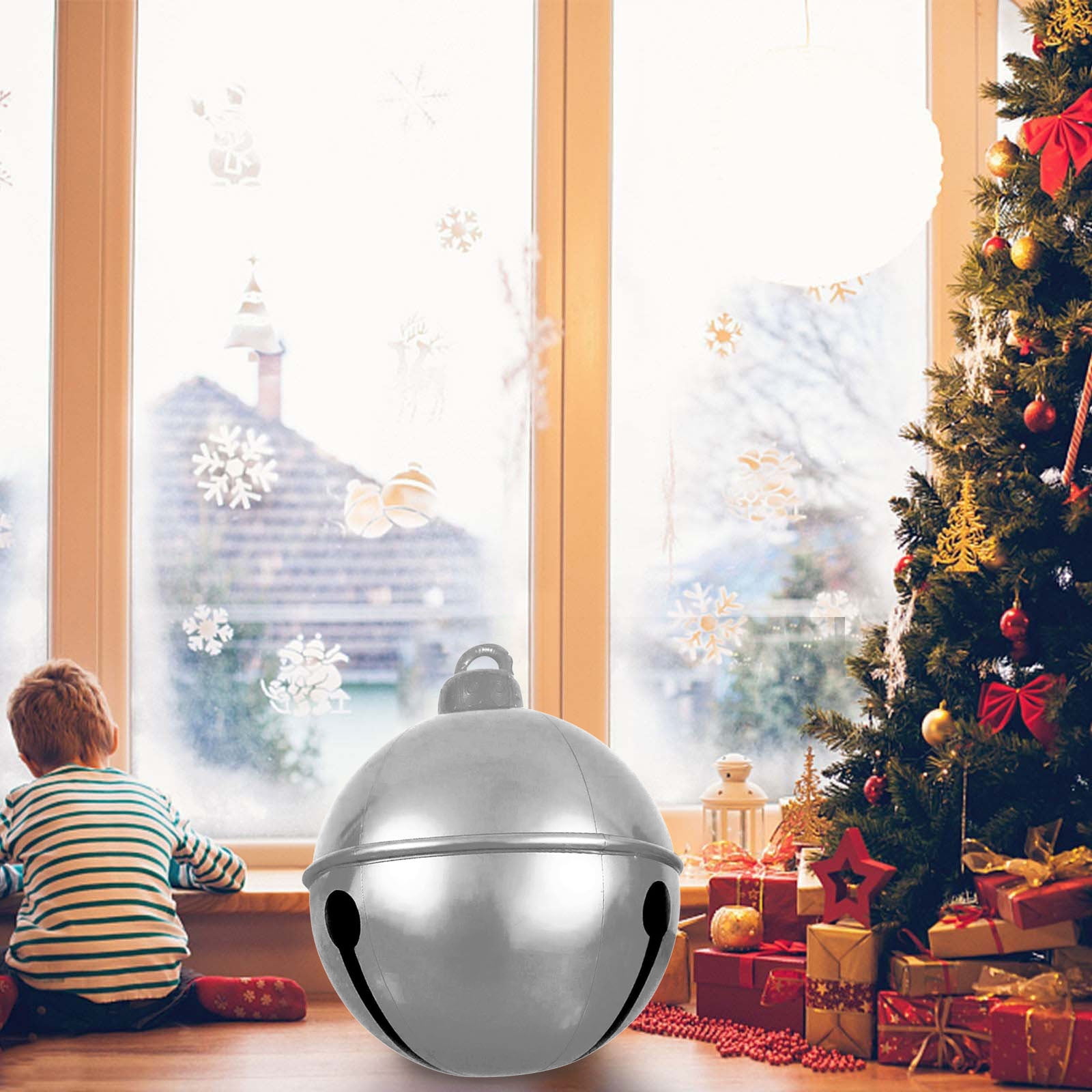 Hvmvliv Inflatable Christmas Decorations 23.6in Christmas Inflatable Decoration Large Bell Outdoor Christmas Inflatable Decorated Ball PVC Inflatable Christmas Bell Yard Christmas Decorations