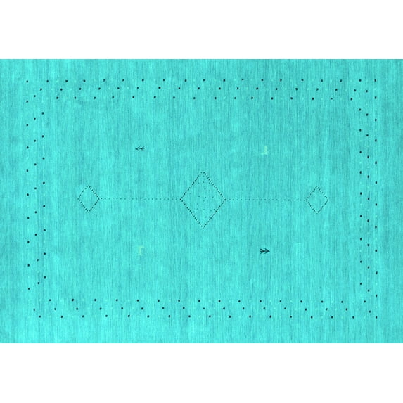 Ahgly Company Indoor Rectangle Abstract Turquoise Blue Contemporary Area Rugs, 4' x 6'