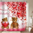 thumbnail image 3 of Mizhona Valentine's Day Shower Curtain Heart and Bears Bathroom Curtains Waterproof Romantic Decor with Hooks 72"x72", 3 of 6