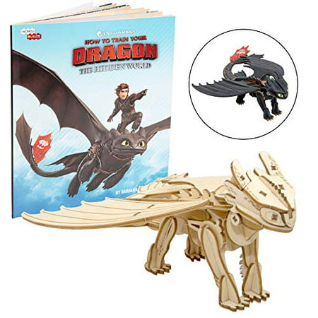 DreamWorks How to Train Your Dragon: Hidden World Toothless Book and 3D Wood Model Kit - Build, Paint and Collect Your Own Wooden Model - Great for Kids and Adults, 8+ - (Best Model Kits For Adults)