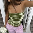 thumbnail image 7 of Women Strapless Striped Bandeau Tube Tops Y2K Aesthetic Sleeveless Backless Crop Tank Going Out Summer Girls Beach Holiday Camisoles, 7 of 7