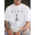thumbnail image 2 of Men's Casual Chess & Letter Print Round Neck Short Sleeve T-Shirt | Two colors  S-5XL SIZE, 2 of 5
