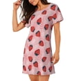 thumbnail image 2 of Easygdp Strawberries Camisón de manga corta para mujer, informal, estampado, 2 of 6