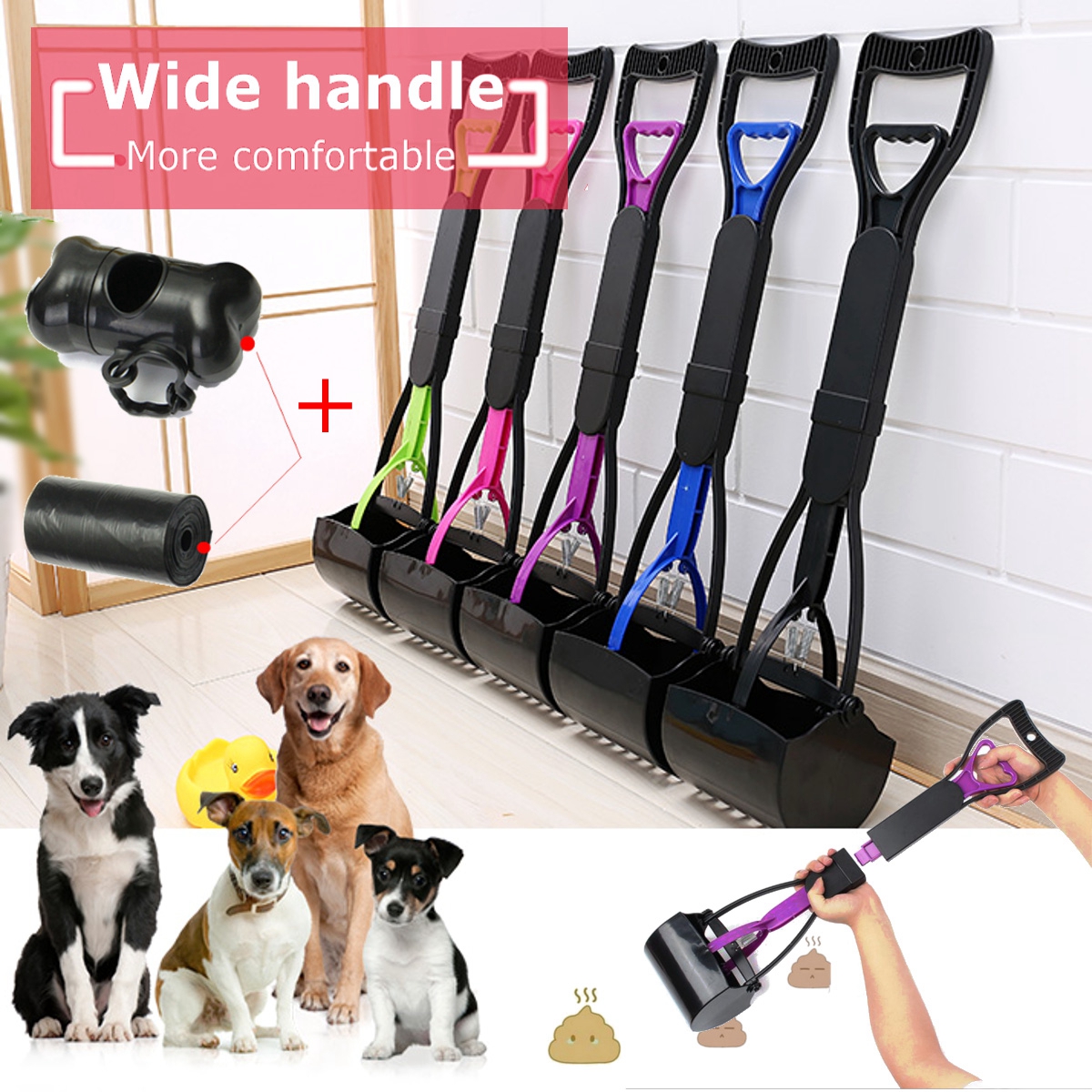Pet Cat Dog Pooper Scooper Plastic Jaw Poop Scoop Pick Up Easy Clean