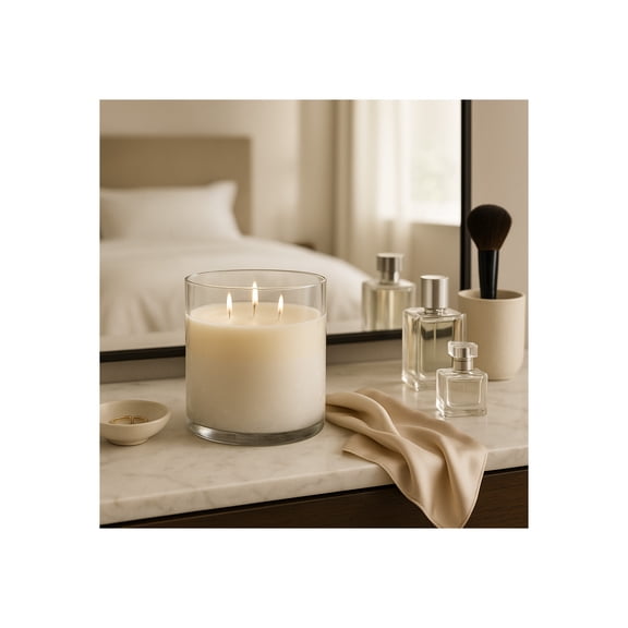 Jasmine Scented Candle for Men and Women - Decorative Frosted Votive Candle for Indoor and Outdoor Spaces - Home Decor Accent for Bedroom, Bathroom, and Living Room Styling - 7", Clear & Frost
