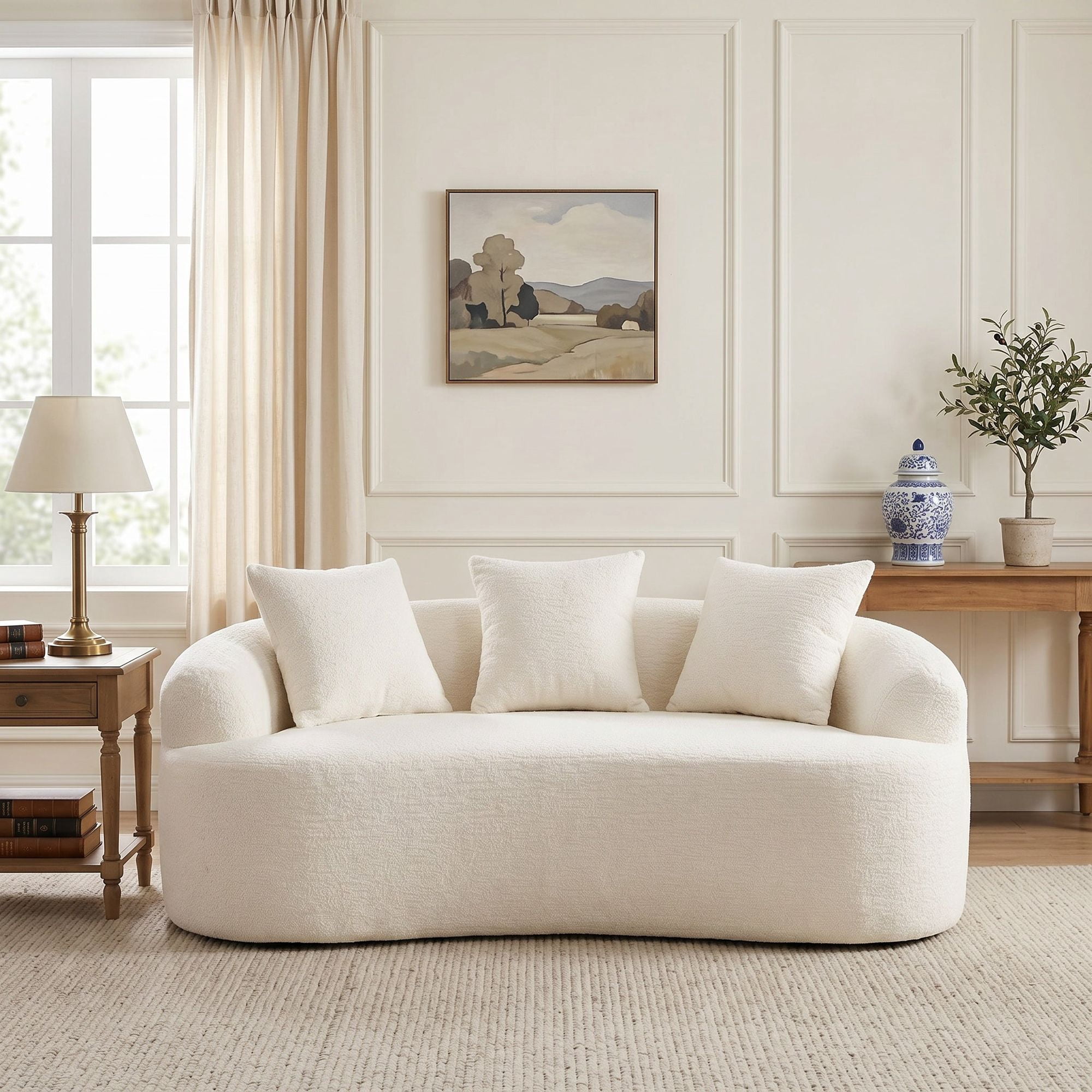 Sailvan Curved Loveseat No-Assembly Chenille Sofa for Small Spaces