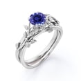 thumbnail image 4 of JeenMata Leaf and Vine - 0.5 TCW Round Cut Lab Created Tanzanite - Solitaire Wedding Ring Set - 18K White Gold Plating over Silver, 4 of 6