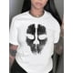 thumbnail image 1 of Camiseta informal con estampado de calavera para mujer: camiseta de algodón de punto, cuello redondo, elasticidad media, estampado geométrico, estilo informal para todas las estaciones, top deportivo, 1 of 6