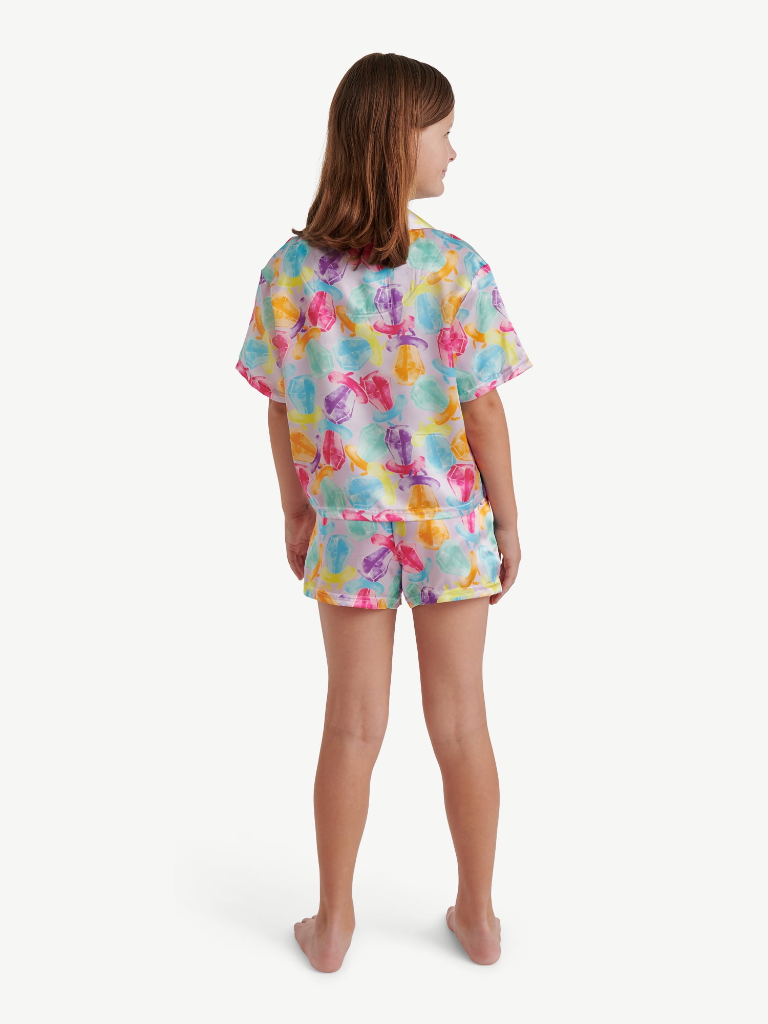 Justice x Ring Pop Girls Short Sleeve Top and Shorts Pajama Set, 2-piece, Sizes 5-18