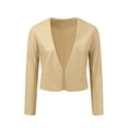 thumbnail image 1 of CHAQUETA DE CUERO FALSO PARA MUJER INSPIRADA EN CHIC, CORTA, SIN COLLAR, ABIERTO EN FRONTAL, CHAQUETAS DE MOTO BIKER PU, TALLA S, COLOR DORADO, 1 of 6