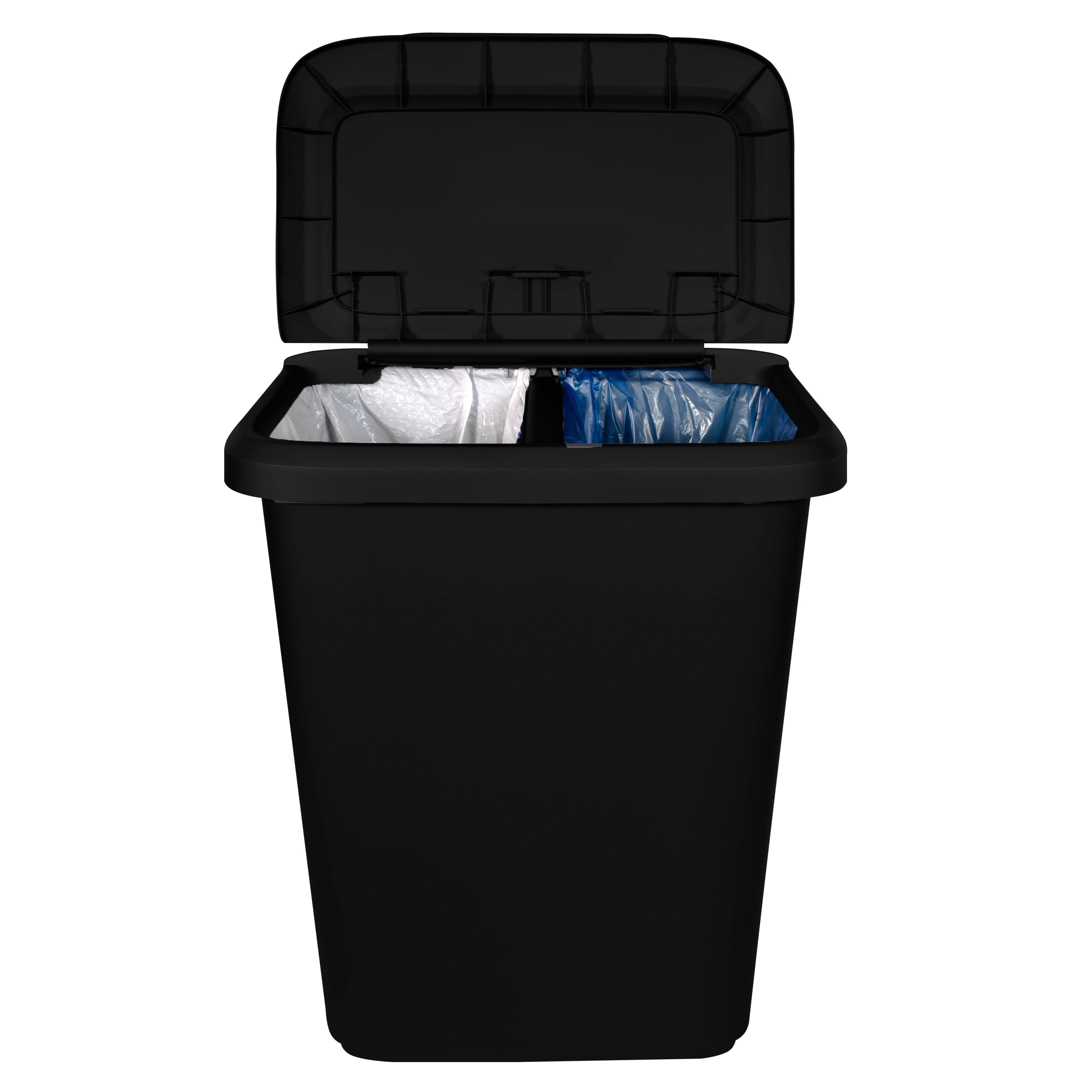Hefty Kitchen Trash Can, 20.4 Gallon, Two Compartment, Lift Top Lid, Black photo 8