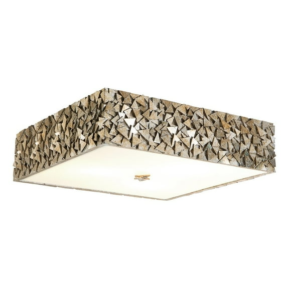Lucas McKearn Mosaic 20" Square 3-light Transitional Metal Flush Mount in Silver