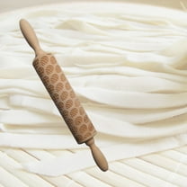 COSMOBETTY 1Pcs Chocolate Cylindrical Wood Bamboo Textured Rolling Pin for Home Baking Tools
