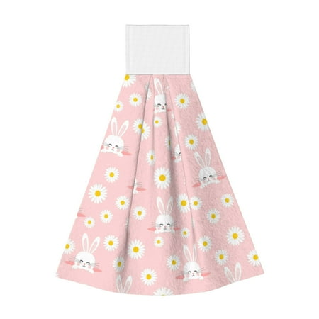 

Gaeub Rabbit Sunflower Print Hand Towels with Hook Hanging Tie Towels Coral Velvet Dishtowels for Bathroom Restroom Home Decor