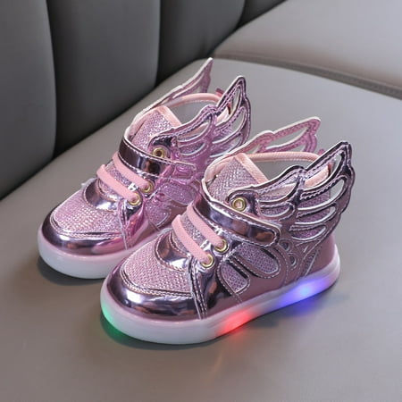 

〖Roliyen〗Girls Sneakers Children Kids Baby Girls Sneakers Bling Led Light Luminous Sport Shoes