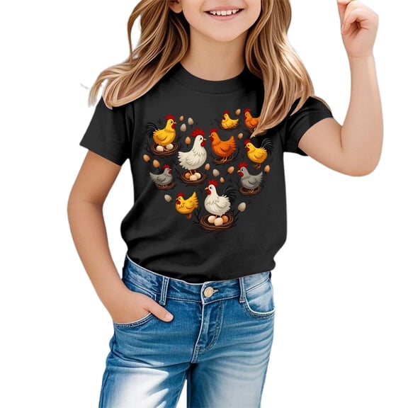 JAJAHO Easter Kids Short Sleeve T Shirts For Boys Girls Holiday Graphic Tees Soft Casual Loose Fit Crewneck Tshirt 1-13 Years Comfortable Tops