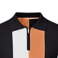 thumbnail image 4 of Men's Retro Striped Knit Polo Shirt, Quarter Zip Short Sleeve Casual Business Top, Breathable Soft Fabric for office, Daily and Semi-formal Wear, Sizes S-5XL Orange, 4 of 5