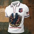 thumbnail image 2 of xunjiayanmaoyi Men's 9/11 25th Annv Polo Shirt Never Forget Loose Fit Patriotic Graphic Knit Blnd S-3XL Multicolor 1Pc First Responder Vet Daily Casual Memorial Wear, 2 of 5