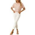 thumbnail image 2 of MODA NOVA Sequin Tops for Juniors Round Neck Short Sleeve Party Clubwear Blouses Champagne XS, 2 of 5
