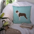 thumbnail image 3 of Carolines Treasures BB3744PW1414 Boston Terrier Checkerboard Blue Fabric Decorative Pillow, 3 of 4