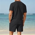 thumbnail image 7 of hotojiny Men's 2 Pieces Set Short Sleeve Henley Shirts and Comfortable Shorts Set Summer Beach Vacation Outfits(Black,XX-Large), 7 of 7